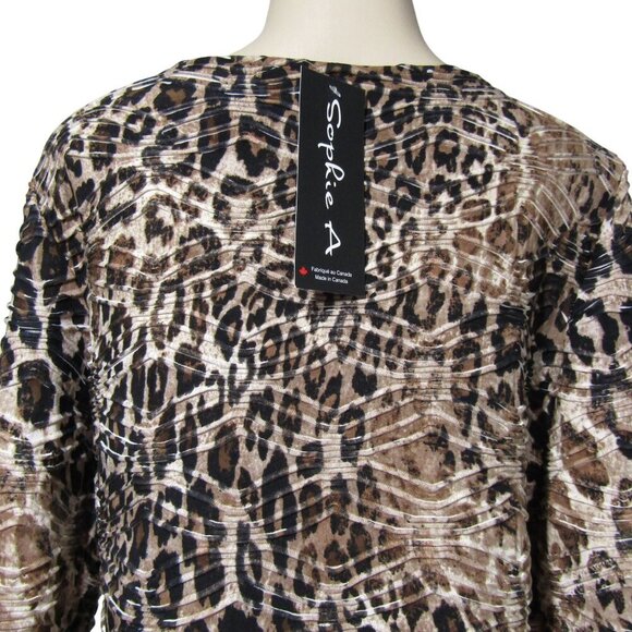 LEOPARD NWT Animal Print Safari Cheetah Textured Mob Wife knit Career Dress L - Picture 6 of 11